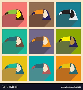 Set of flat icons with long shadow Brazilian vector image
