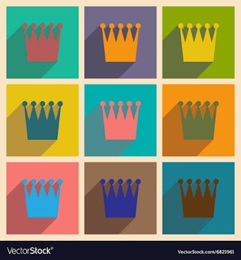 Set of flat icons with long shadow British crown vector image
