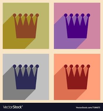 Set of flat icons with long shadow British crown vector image