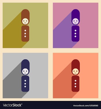 Set of flat icons with long shadow British vector image