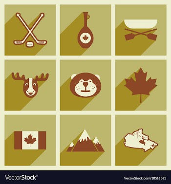 Set of flat icons with long shadow Canada vector image