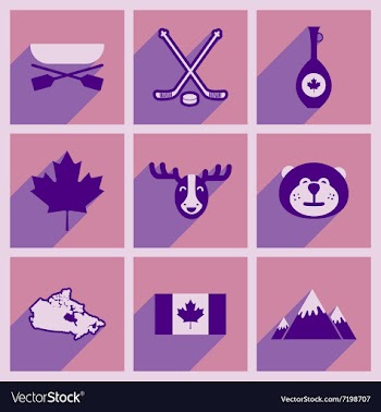 Set of flat icons with long shadow Canada vector image