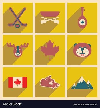 Set of flat icons with long shadow Canada vector image