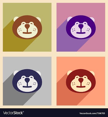 Set of flat icons with long shadow Canadian beaver vector image