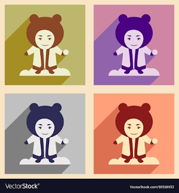 Set of flat icons with long shadow child playing vector image