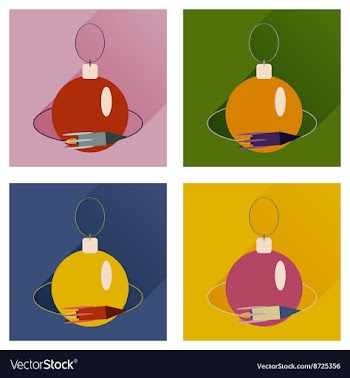 Set of flat icons with long shadow Christmas ball vector image