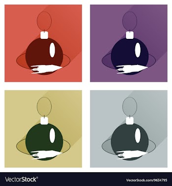 Set of flat icons with long shadow Christmas ball vector image