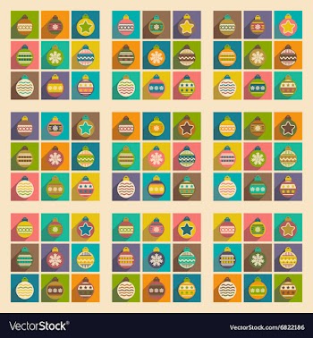 Set of flat icons with long shadow Christmas balls vector image