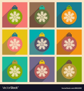 Set of flat icons with long shadow Christmas balls vector image