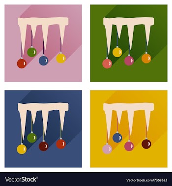 Set of flat icons with long shadow Christmas balls vector image