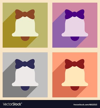 Set of flat icons with long shadow Christmas bell vector image