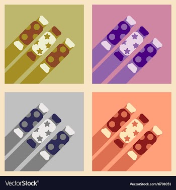 Set of flat icons with long shadow Christmas candy vector image
