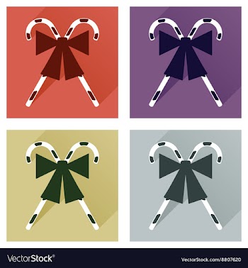 Set of flat icons with long shadow Christmas candy vector image
