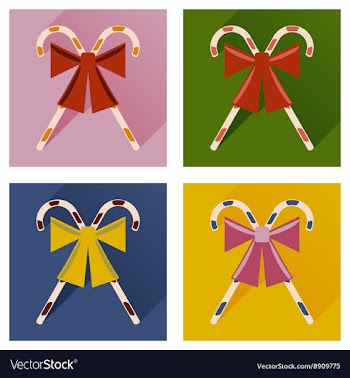 Set of flat icons with long shadow Christmas candy vector image