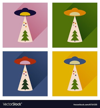 Set of flat icons with long shadow Christmas tree vector image