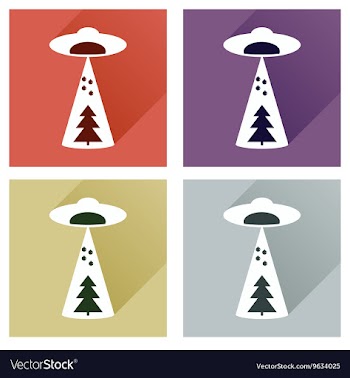 Set of flat icons with long shadow Christmas tree vector image