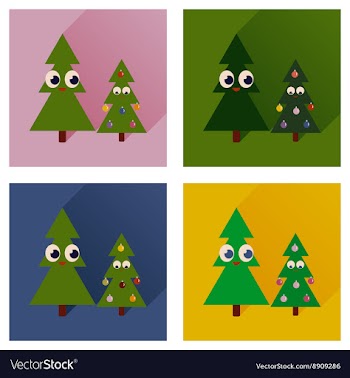 Set of flat icons with long shadow Christmas trees vector image