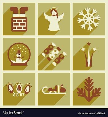 Set of flat icons with long shadow Christmas vector image