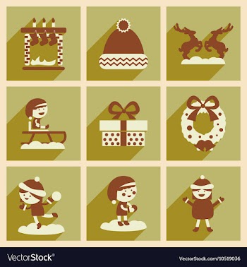 Set of flat icons with long shadow Christmas vector image