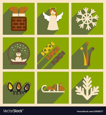 Set of flat icons with long shadow Christmas vector image