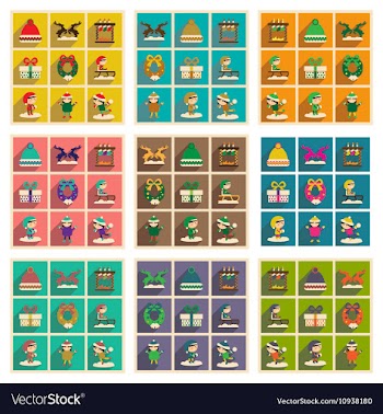 Set of flat icons with long shadow Christmas vector image