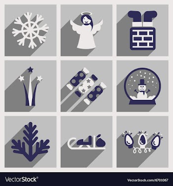 Set of flat icons with long shadow Christmas vector image