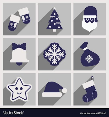 Set of flat icons with long shadow Christmas vector image