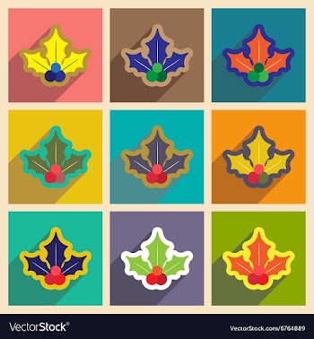 Set of flat icons with long shadow Christmas vector image