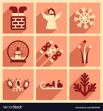 Set of flat icons with long shadow Christmas vector image