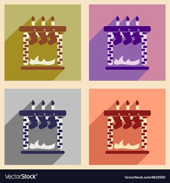 Set of flat icons with long shadow Christmas vector image
