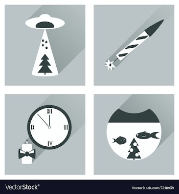 Set of flat icons with long shadow Christmas vector image