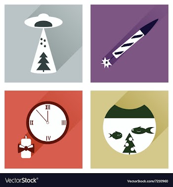Set of flat icons with long shadow Christmas vector image