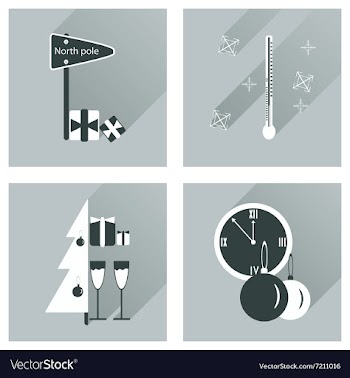 Set of flat icons with long shadow Christmas vector image