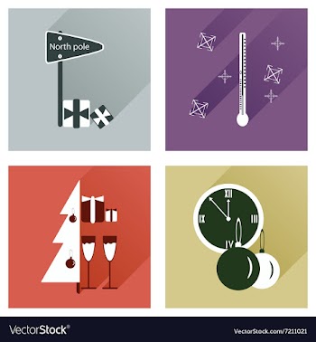 Set of flat icons with long shadow Christmas vector image