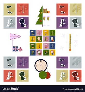 Set of flat icons with long shadow Christmas vector image