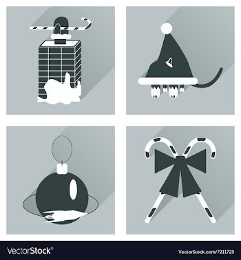 Set of flat icons with long shadow Christmas vector image
