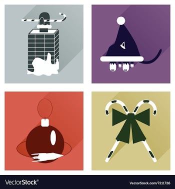 Set of flat icons with long shadow Christmas vector image