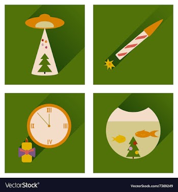 Set of flat icons with long shadow Christmas vector image