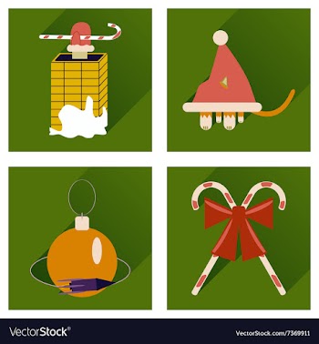 Set of flat icons with long shadow Christmas vector image