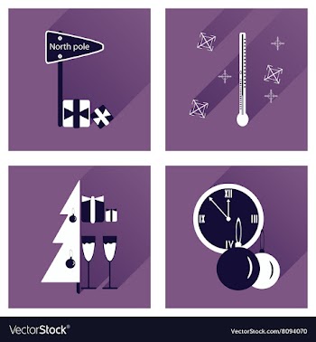 Set of flat icons with long shadow Christmas vector image