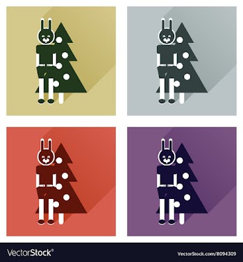 Set of flat icons with long shadow Christmas vector image