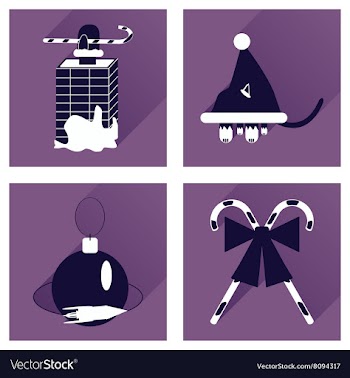 Set of flat icons with long shadow Christmas vector image