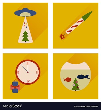 Set of flat icons with long shadow Christmas vector image