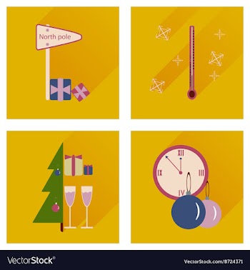 Set of flat icons with long shadow Christmas vector image