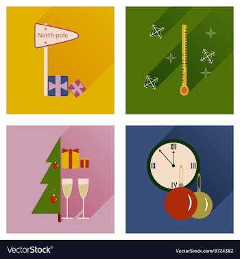 Set of flat icons with long shadow Christmas vector image