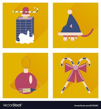 Set of flat icons with long shadow Christmas vector image