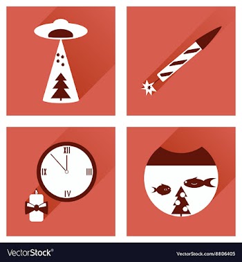 Set of flat icons with long shadow Christmas vector image