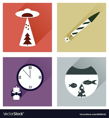 Set of flat icons with long shadow Christmas vector image
