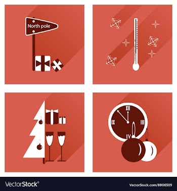 Set of flat icons with long shadow Christmas vector image