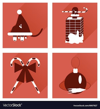 Set of flat icons with long shadow Christmas vector image